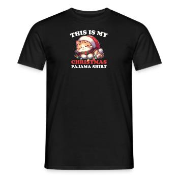 Cat Christmas Pajamas Cats - Men's T-Shirt - black - Front - AI Model Male 178 light (178cm)
