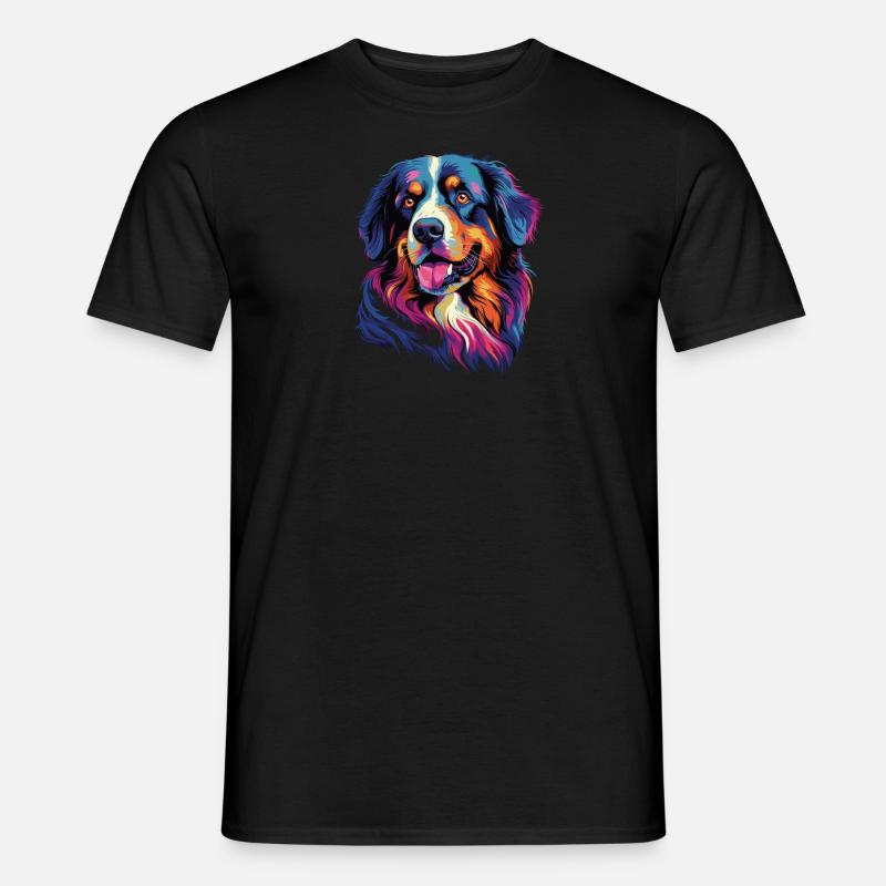Wasserfarben Farbenfroher Berner Sennenhund - Männer T-Shirt - Schwarz