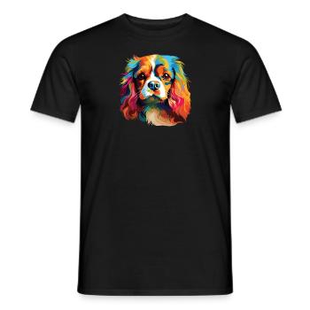 Aquarelle colorée Cavalier King Charles - T-shirt homme - noir - Devant - AI Model Male 178 light (178cm)