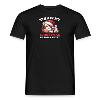 Kuh Weihnachts Schlafanzug Kühe - Männer T-Shirt - Schwarz - Vorne - AI Model Male 178 light (178cm)