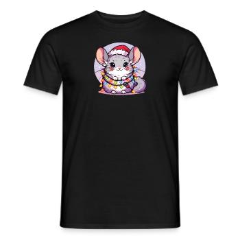 Guirlandes lumineuses de Noël Chinchilla - T-shirt homme - noir - Devant - AI Model Male 178 light (178cm)