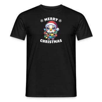 Christmas Fairy Lights Budgie - Men's T-Shirt - black - Front - AI Model Male 178 light (178cm)