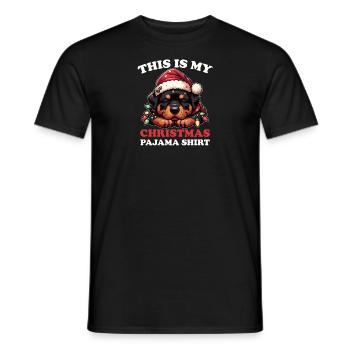 Pyjama de Noël Rottweiler Chiens - T-shirt homme - noir - Devant - AI Model Male 178 light (178cm)
