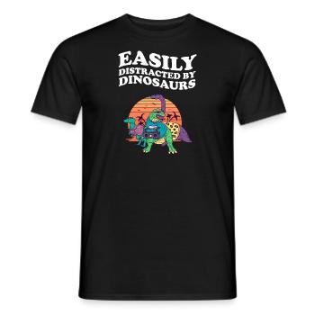 Easily Distracted By Dinosaurs Dinosaurier Dino - Men's T-Shirt - black - Front - AI Model Male 178 light (178cm)