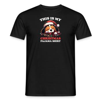 Pyjama de Noël Beagle Chiens - T-shirt homme - noir - Devant - AI Model Male 178 light (178cm)
