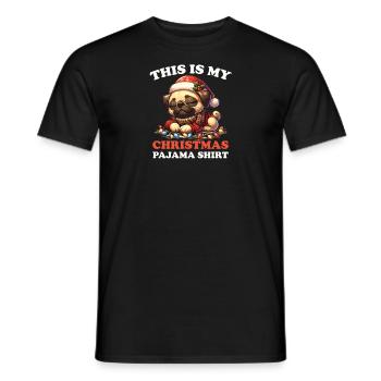 Pug Christmas Pajamas Dogs - Men's T-Shirt - black - Front - AI Model Male 178 light (178cm)