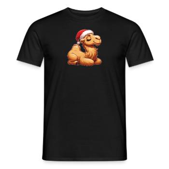 Santa Hat Christmas Fairy Lights Camel - Men's T-Shirt - black - Front - AI Model Male 178 light (178cm)