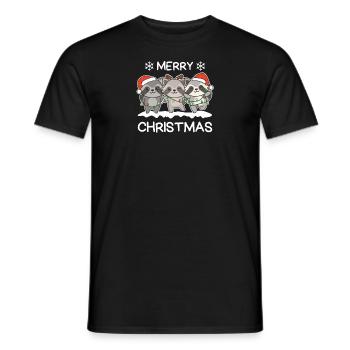 Frohe Weihnachten Waschbär Heiligabend Waschbären - Männer T-Shirt - Schwarz - Vorne - AI Model Male 178 light (178cm)