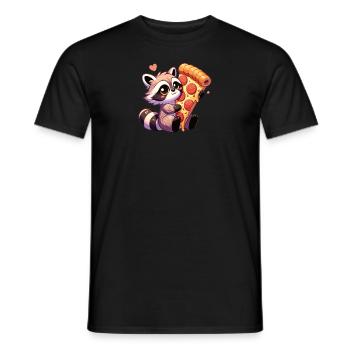 Waschbären Pizza Liebhaber Waschbär liebt Pizza - Männer T-Shirt - Schwarz - Vorne - AI Model Male 178 light (178cm)