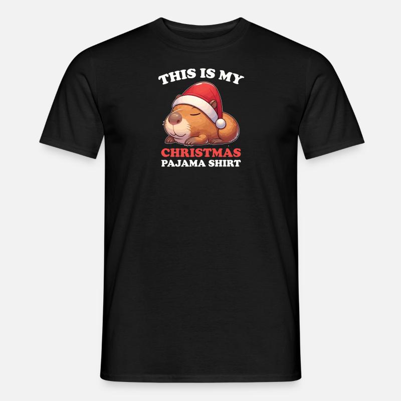 Pyjama de Noël Capybara Capybaras - T-shirt homme - noir