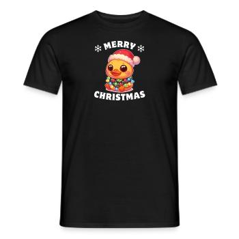 Père Noël chapeau Noël guirlandes lumineuses canard - T-shirt homme - noir - Devant - AI Model Male 178 light (178cm)