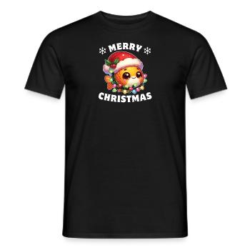 Père Noël chapeau Noël guirlandes lumineuses poisson rouge - T-shirt homme - noir - Devant - AI Model Male 178 light (178cm)
