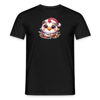 Père Noël chapeau Noël guirlandes lumineuses poulet - T-shirt homme - noir - Devant - AI Model Male 178 light (178cm)