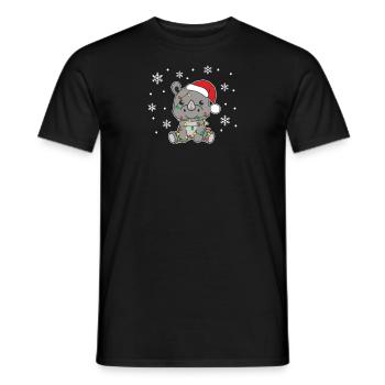 Rhinocéros, Noël, Hiver, Animaux, Rhinocéros - T-shirt homme - noir - Devant - AI Model Male 178 light (178cm)