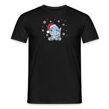 Dino Christmas Winter Animals Dinos - Men's T-Shirt - black - Front - AI Model Male 178 light (178cm)