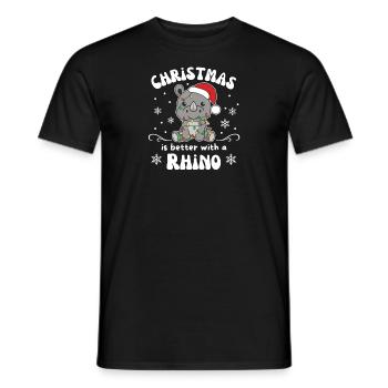 Christmas is better with a rhino - Men's T-Shirt - black - Front - AI Model Male 178 light (178cm)