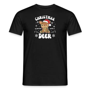 Noël, c’est mieux avec un chevreuil - T-shirt homme - noir - Devant - AI Model Male 178 light (178cm)