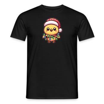 Père Noël chapeau Noël fée lumières poussin - T-shirt homme - noir - Devant - AI Model Male 178 light (178cm)