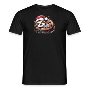 Père Noël chapeau Noël paresseux souris - T-shirt homme - noir - Devant - AI Model Male 178 light (178cm)