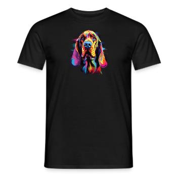 Aquarelle coloré Bloodhound - T-shirt homme - noir - Devant - AI Model Male 178 light (178cm)