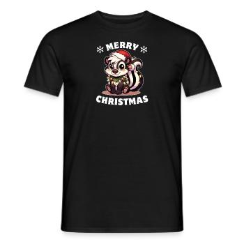Père Noël chapeau Noël guirlandes lumineuses Skunk - T-shirt homme - noir - Devant - AI Model Male 178 light (178cm)