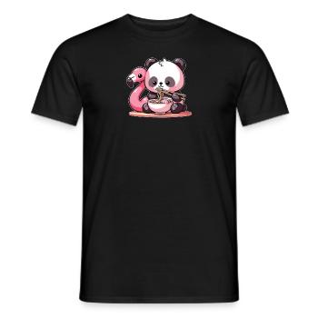 panda mignon mange des nouilles ramen pandas ramen - T-shirt homme - noir - Devant - AI Model Male 178 light (178cm)