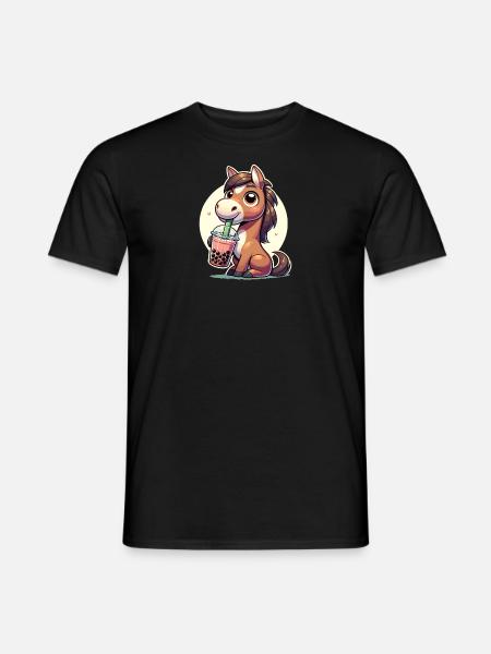 Kawaii Chevaux Bubble Tea Boba Cheval - T-shirt homme - noir