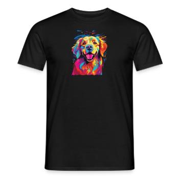 Watercolor Colorful Golden Retriever - Men's T-Shirt - black - Front - AI Model Male 178 light (178cm)
