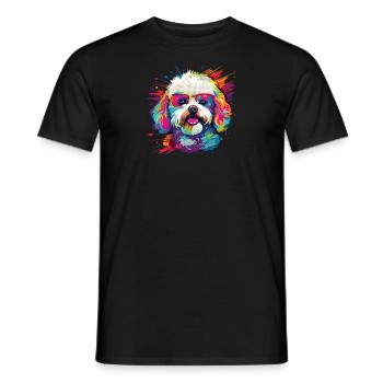 Wasserfarben Farbenfroher Bichon Frise - Männer T-Shirt - Schwarz - Vorne - AI Model Male 178 light (178cm)
