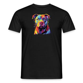 Wasserfarben Farbenfroher Staffordshire - Männer T-Shirt - Schwarz - Vorne - AI Model Male 178 light (178cm)