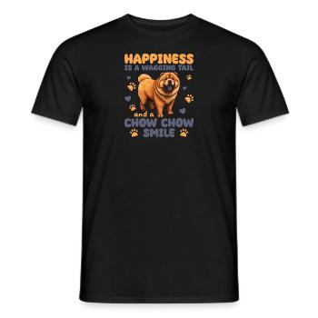 Le bonheur est une queue qui remue et un sourire de chow chow - T-shirt homme - noir - Devant - AI Model Male 178 light (178cm)