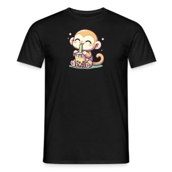 Kawaii Bubble Tea Boba Cappuccino Singe - T-shirt homme - noir - Devant - AI Model Male 178 light (178cm)
