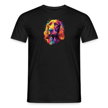 Aquarelle colorée irlandais Setter - T-shirt homme - noir - Devant - AI Model Male 178 light (178cm)