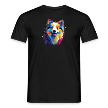 Watercolor Colorful American Eskimo Dog - Men's T-Shirt - black - Front - AI Model Male 178 light (178cm)