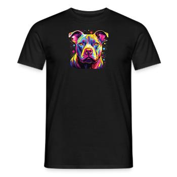 Wasserfarben Farbenfroher Staffordshire - Männer T-Shirt - Schwarz - Vorne - AI Model Male 178 light (178cm)