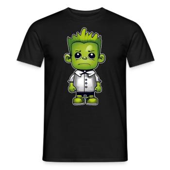 Cute green monster - Men's T-Shirt - black - Front - AI Model Male 178 light (178cm)