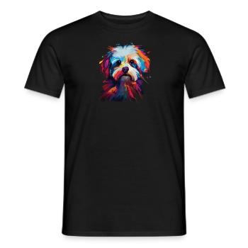 Aquarelle colorée maltaise - T-shirt homme - noir - Devant - AI Model Male 178 light (178cm)