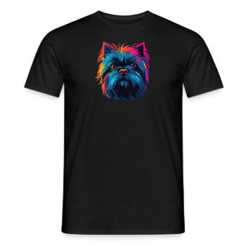 Aquarelle colorée Affenpinscher - T-shirt homme - noir - Devant - AI Model Male 178 light (178cm)