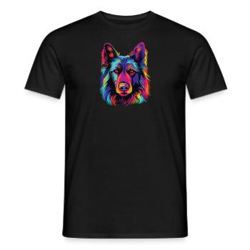 Watercolors Colorful Belgian Tervuren - Men's T-Shirt - black - Front - AI Model Male 178 light (178cm)