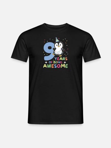 Pinguin zum 9. Geburtstag Kinder neun Jahre alt - Männer T-Shirt - Schwarz