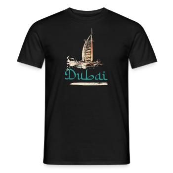 Illustration hotel Burj Al-Arab, icone de Dubai - T-shirt homme - noir - Devant - AI Model Male 178 light (178cm)