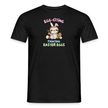 cute sloths for easter with easter eggs sloth - Men's T-Shirt - black - Front - AI Model Male 178 light (178cm)