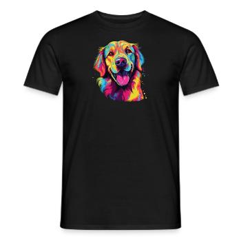 Watercolor Colorful Golden Retriever - Men's T-Shirt - black - Front - AI Model Male 178 light (178cm)
