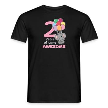 Elefant zum 2. Geburtstag Kinder zwei Jahre alt - Männer T-Shirt - Schwarz - Vorne - AI Model Male 178 light (178cm)