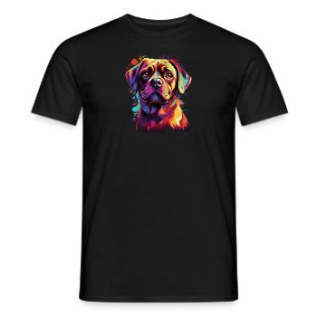 Watercolor Colorful Puggle - Men's T-Shirt - black - Front - AI Model Male 178 light (178cm)