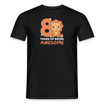 Tricératops 8e anniversaire enfants huit ans - T-shirt homme - noir - Devant - AI Model Male 178 light (178cm)