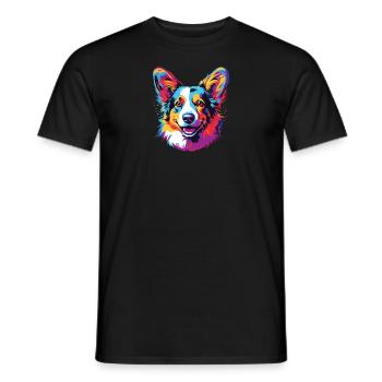 Aquarelle coloré Cardigan Welsh Corgi - T-shirt homme - noir - Devant - AI Model Male 178 light (178cm)