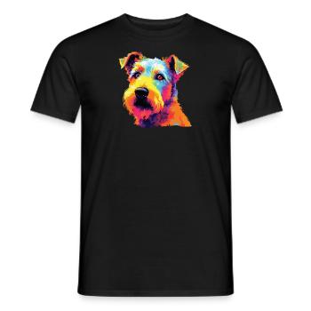 Aquarelle colorée Lakeland Terrier - T-shirt homme - noir - Devant - AI Model Male 178 light (178cm)