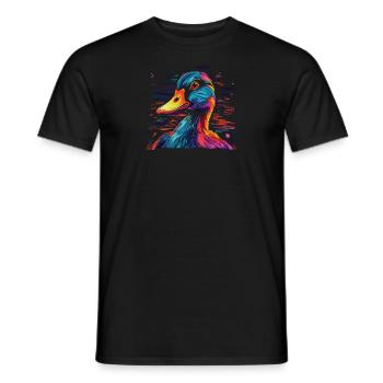 Watercolor Colorful Duck Colorful Animals - Men's T-Shirt - black - Front - AI Model Male 178 light (178cm)