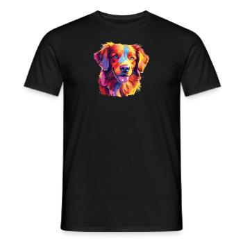 Watercolor Colorful Nova Scotia Duck Tolling - Men's T-Shirt - black - Front - AI Model Male 178 light (178cm)